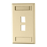 Keystone Wallplate, 1-Gang, 2-Port, Plastic, Fog White, Label Fields By Ortronics KSFP2-99