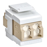 QUICKPORT™ Duplex LC Adapter, Shuttered, MM, Zirconia Ceramic Sleeve, Beige/White By Leviton 41086-MLW