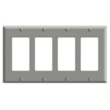 Decora Wallplate, 4-Gang, Thermoset, Gray, Midway By Leviton PJ264-GY