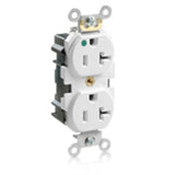 20A Hospital Grade Duplex Receptacle, 5-20R, White By Leviton M8300-HW