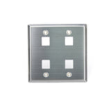 Stainless Steel QUICKPORT™ Wallplate, Dual Gang, 4-Port By Leviton 43080-2S4