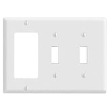 Comb. Wallplate, 3-Gang, (2) Toggle, (1) Decora, Thermoset, White By Leviton 80421-W