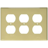 Duplex Receptacle Wallplate, 3-Gang, Nylon, Ivory By Leviton 80730-I