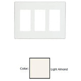 Screwless Decora Wallplate, 3-Gang, Polycarbonate, Lt. Almond By Leviton 80311-ST