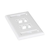 Mini-Com® Single Gang Faceplate, 1-Gang, 4-Port, White By Panduit CFPL4WHY