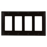 Decora Wallplate, 4-Gang, Thermoset, Black By Leviton 80412-E