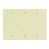 Blank Wallplate, 3-Gang, Thermoset, Ivory, Standard, Box Mount By Leviton 86033