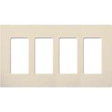 Dimmer/Fan Control Wallplate, 4-Gang, Almond, Claro Series By Lutron CW-4-LA