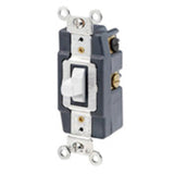 Maintained Toggle Switch, 2P, Double Throw, Center OFF, 20A, White By Leviton 1286-W