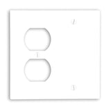 Combo Wallplate, 2-Gang, Blank/Duplex, Thermoset, White, Standard By Leviton 88008