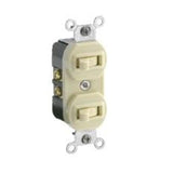 Combination Switch, Toggle, (2) 1-Pole, 20A, 120V, Ivory By Leviton 5334-I