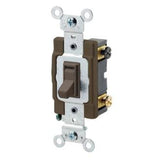 4-Way Switch, Framed Toggle, 15A, 120/277V, Brown, Side Wired By Leviton 54504-2