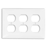 Duplex Receptacle Wallplate, 3-Gang, Nylon, White By Leviton 80730-W