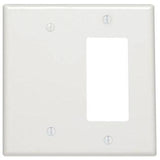 Combo Wallplate, 2-Gang, Blank/Decora, Thermoset, White, Midway By Leviton 80608-W