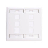 Wallplate, QuickPort, 2-Gang, 6-Port, ID Windows, White By Leviton 42080-6WP