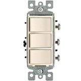 15A, 120V Decora Comb. Rocker (3) Switch, Light Almond By Leviton 1755-T