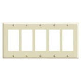 Decora Wallplate, 5-Gang, Thermoset, Ivory By Leviton 80423-I