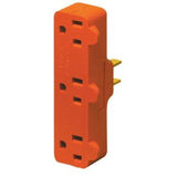 15 Amp NEMA 5-15, 3-Outlet Adapter, Orange By Leviton 699