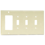 Comb. Wallplate, 4-Gang, (3) Toggle, (1) Decora, Thermoset, Ivory By Leviton P326-I