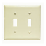 Toggle Switch Wallplate, 2-Gang, Ivory Nylon By Pass & Seymour TP2-I