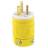 20 Amp Watertight Plug, 125V, 5-20P, Rubber, Yellow, Grounding By Leviton 14W33