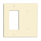 Comb. Wallplate, 2-Gang, Blank/Decora, Nylon, Lt Almond, Standard By Leviton 80708-T