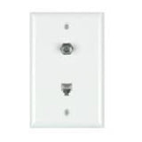 Wallplate, F Coaxial & Telephone, Light Almond By DataComm Electronics 40-0015