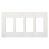 Dimmer/Fan Control Wallplate, 4-Gang, White, Claro Series By Lutron CW-4-WH