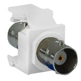 BNC Feedthrough QUICKPORT™ Connector, Nickel-Plated, 50 Ohm, White Housing By Leviton 41084-BWF