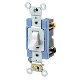 3-Way Toggle Switch, 15A, 120/277V, White, Industrial Grade By Leviton 1203-2W