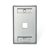 Stainless Steel QUICKPORT™ Wallplate, Single-Gang, 1-Port, with ID Windows By Leviton 43080-1L1