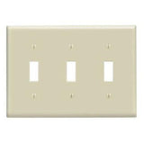 Toggle Switch Wallplate, 3-Gang, Nylon, Ivory By Leviton 80711-I