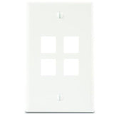 Wallplate Box Mount 4-Port 1-Gang White By DataComm Electronics 20-3004-WH