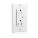 15A, 125V, 20A feed through, NEMA 5-15R, 2P, 3W, Decora Plus Duplex Receptacle By Leviton 5280-W