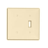 Combo Wallplate, 2-Gang, Toggle/Blank, Nylon, Ivory, Standard By Leviton 80706-I