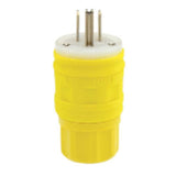 15 Amp Watertight Plug, 125V, 5-15P, Rubber, Yellow, Grounding By Leviton 14W47