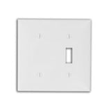 Combo Wallplate, 2-Gang, Toggle/Blank, Nylon, White, Standard By Leviton 80706-W