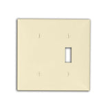 Combo Wallplate, 2-Gang, Toggle/Blank, Nylon, Lt Almond, Standard By Leviton 80706-T