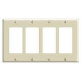 Decora Wallplate, 4-Gang, Thermoset, Lt. Almond By Leviton 80412-T