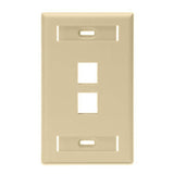 Wallplate, QuickPort, 1-Gang, 2-Port, ID Windows, Ivory By Leviton 42080-2IS