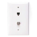 Midsize Telephone/Video Wall Jack, 6P4C x F, White By Leviton 40539-CMW