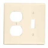 Comb. Wallplate, 2-Gang, Toggle/Duplex, Themoset, Lt Almond By Leviton 78005