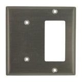 Comb. Wallplate, 2-Gang, Blank/Decora, 302 Stainless Steel By Leviton S1426-N