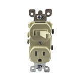 Combination Toggle Switch / Duplex Receptacle, 15A, Ivory By Leviton 5225-I